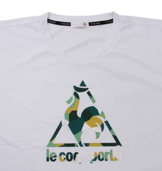 大きいサイズ メンズ LE COQ SPORTIF ボックス メッシュ ニット 半袖 Tシャツ ホワイト 1178-9100-1 2L 3L 4L 5L 6L