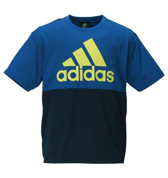 大きいサイズ メンズ adidas ビッグロゴ 半袖 Tシャツ ネイビー × ロイヤル 1178-9150-1 3XO 4XO 5XO 6XO 7XO 8XO