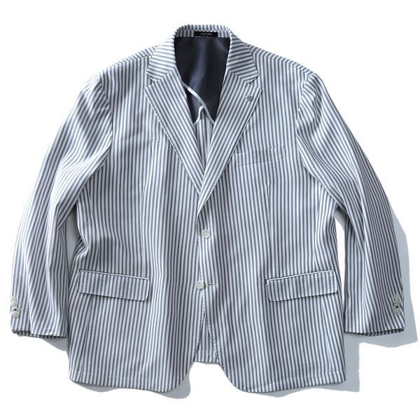 【WEB限定価格】大きいサイズ メンズ SARTORIA BELLINI COOLMAX シアサッカー 2ツ釦 ストライプ ジャケット azjk3419307