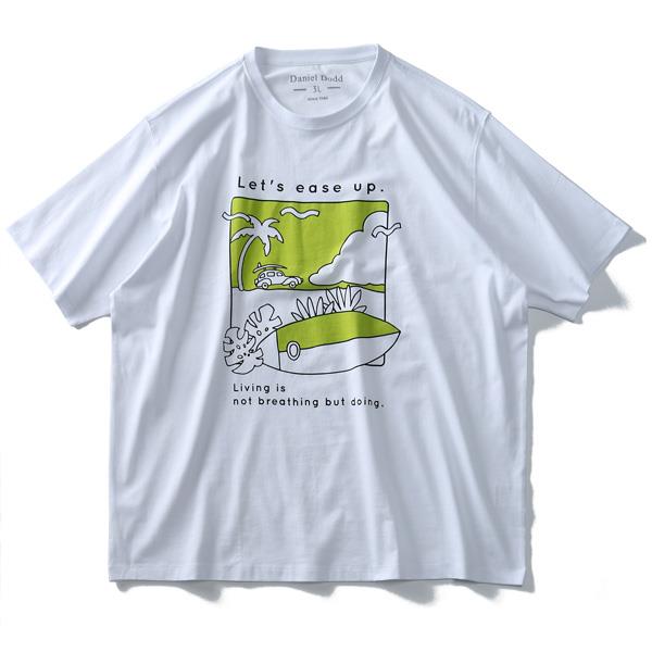 タダ割 大きいサイズ メンズ DANIEL DODD 半袖 Tシャツ オーガニック プリント 半袖Tシャツ Lest ease up azt-190226