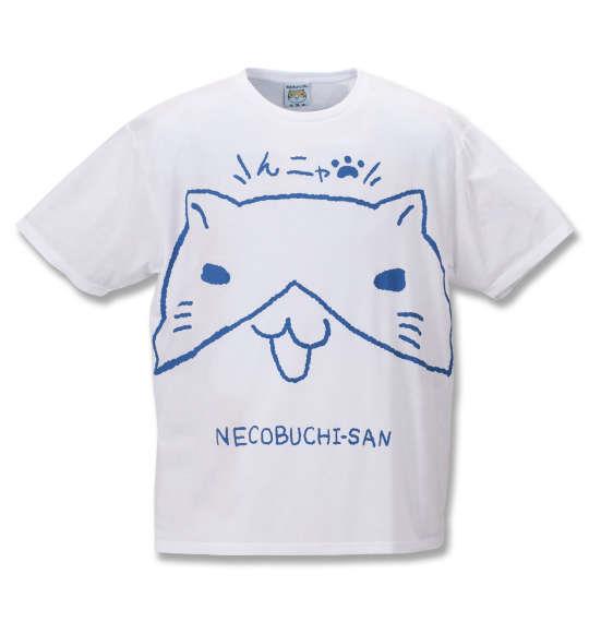 大きいサイズ メンズ NECOBUCHI-SAN デカプリント 半袖 Tシャツ ホワイト 1158-9260-1 3L 4L 5L 6L