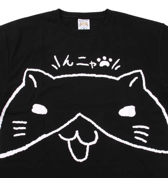 大きいサイズ メンズ NECOBUCHI-SAN デカプリント 半袖 Tシャツ ブラック 1158-9260-2 3L 4L 5L 6L