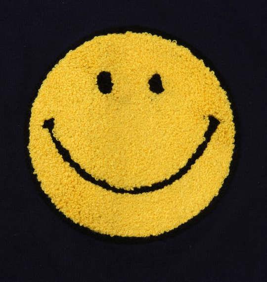 大きいサイズ メンズ SMILEY FACE サガラ刺繍 半袖 Tシャツ ネイビー 1158-9270-1 3L 4L 5L 6L