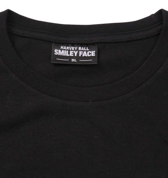 大きいサイズ メンズ SMILEY FACE サガラ刺繍 半袖 Tシャツ ブラック 1158-9270-2 3L 4L 5L 6L