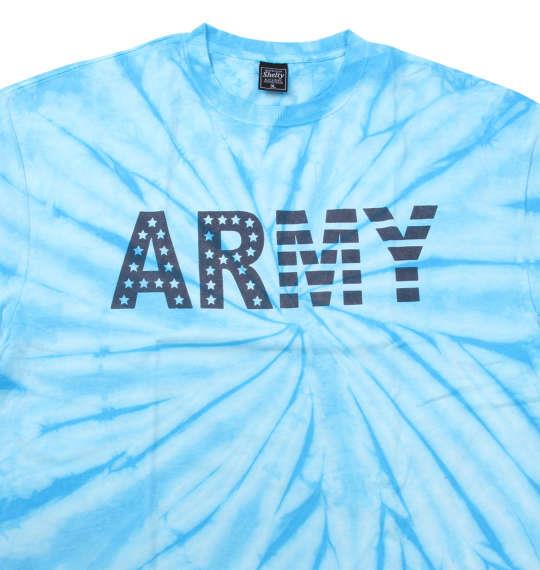 大きいサイズ メンズ SHELTY スパイダータイダイARMYプリント 半袖 Tシャツ ターコイズ 1168-9271-1 3L 4L 5L 6L 8L