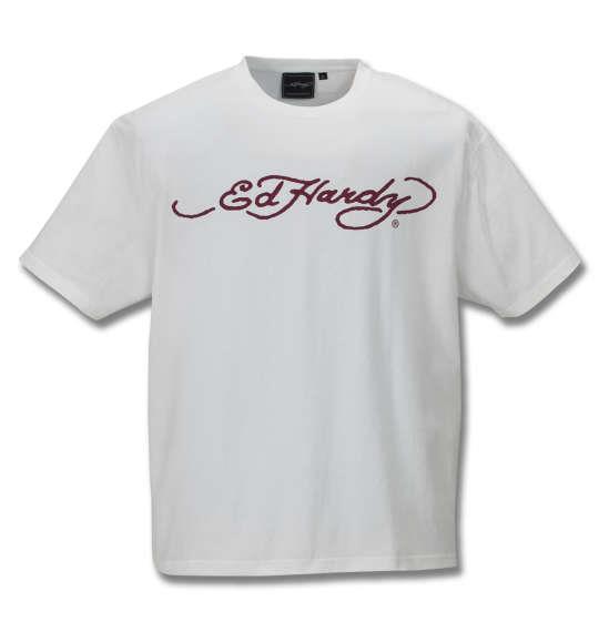 大きいサイズ メンズ Ed Hardy 天竺 プリント 半袖 Tシャツ オフホワイト 1178-9205-1 3L 4L 5L 6L 8L