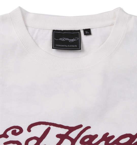 大きいサイズ メンズ Ed Hardy 天竺 プリント 半袖 Tシャツ オフホワイト 1178-9205-1 3L 4L 5L 6L 8L