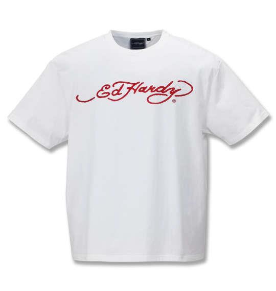 大きいサイズ メンズ Ed Hardy 天竺 プリント 半袖 Tシャツ オフホワイト 1178-9206-1 3L 4L 5L 6L 8L