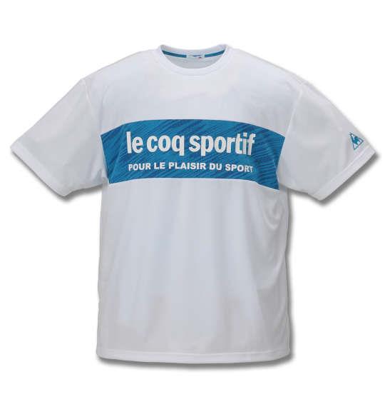 大きいサイズ メンズ LE COQ SPORTIF ドライ ジャガード ニット 半袖 Tシャツ ホワイト 1178-9260-1 2L 3L 4L 5L 6L