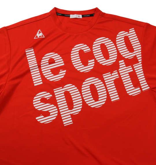 大きいサイズ メンズ LE COQ SPORTIF ソフト ダブル メッシュ 半袖 Tシャツ レッド 1178-9261-2 2L 3L 4L 5L 6L