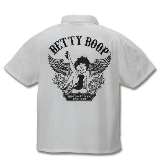 大きいサイズ メンズ BETTY BOOP 鹿の子 プリント & 刺繍ウイング & ローズ 半袖 ポロシャツ オフホワイト 1178-9522-1 3L 4L 5L 6L 8L