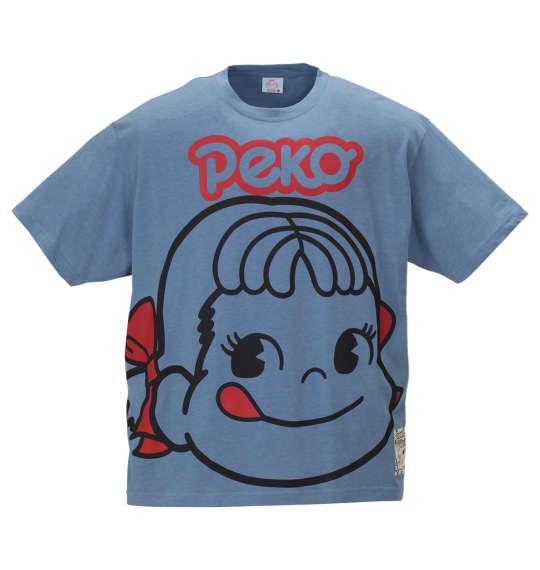 大きいサイズ メンズ PeKo&PoKo ビッグフェイス プリント 半袖 Tシャツ ブルー杢 1178-9506-1 3L 4L 5L 6L 8L