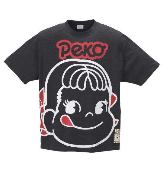 大きいサイズ メンズ PeKo&PoKo ビッグフェイス プリント 半袖 Tシャツ チャコール杢 1178-9506-2 3L 4L 5L 6L 8L