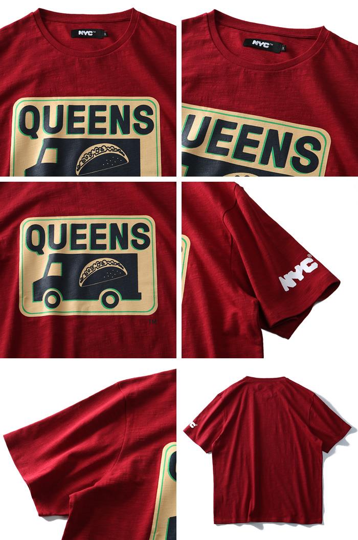 大きいサイズ メンズ NYC スラブ プリント 半袖 Tシャツ QUEENS azt-1902115