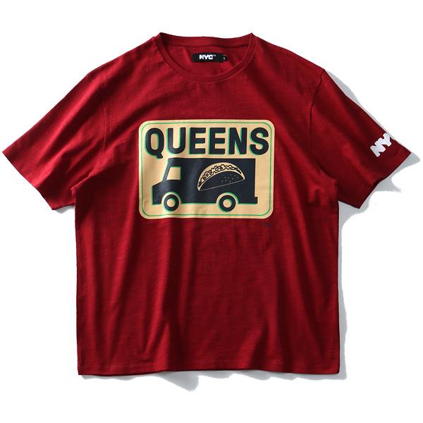 大きいサイズ メンズ NYC スラブ プリント 半袖 Tシャツ QUEENS azt-1902115