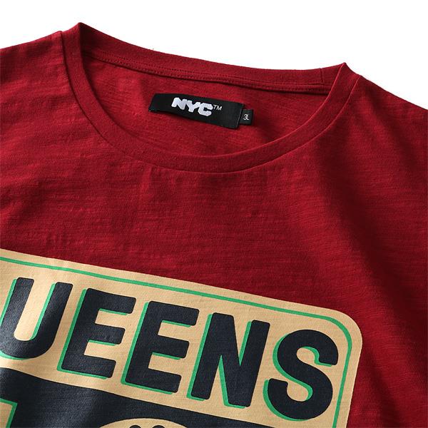 大きいサイズ メンズ NYC スラブ プリント 半袖 Tシャツ QUEENS azt-1902115
