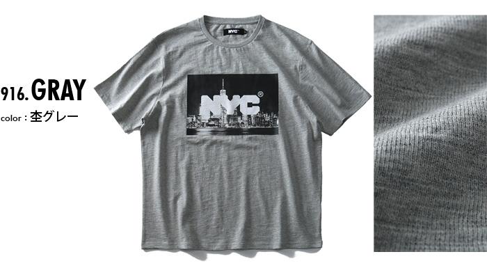 大きいサイズ メンズ NYC スラブ プリント 半袖 Tシャツ azt-1902118