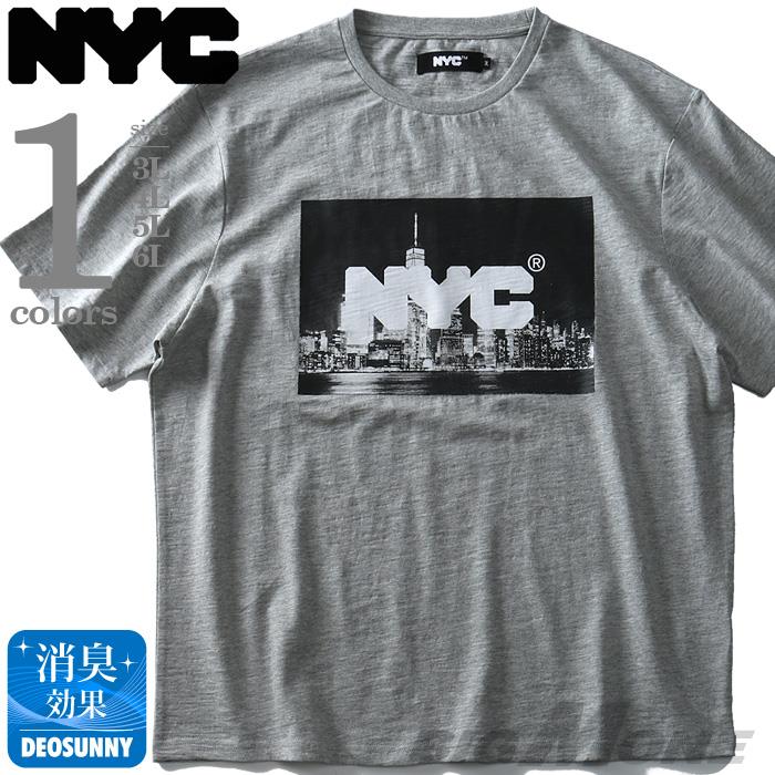 大きいサイズ メンズ NYC スラブ プリント 半袖 Tシャツ azt-1902118