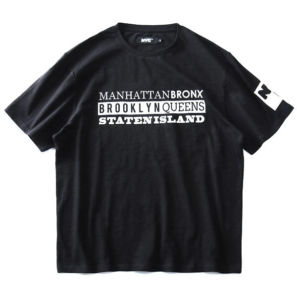 大きいサイズ メンズ NYC スラブ プリント 半袖 Tシャツ BROOKLYN QUEENS azt-1902120