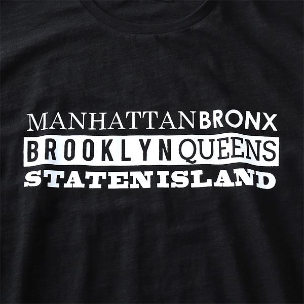 大きいサイズ メンズ NYC スラブ プリント 半袖 Tシャツ BROOKLYN QUEENS azt-1902120