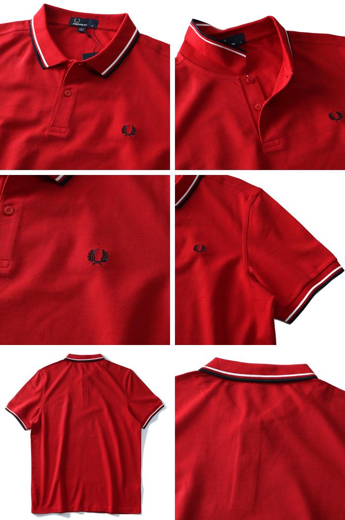 【WEB限定価格】ブランドセール 大きいサイズ メンズ FRED PERRY フレッドペリー ライン入 鹿の子 半袖 ポロシャツ USA直輸入 m3600