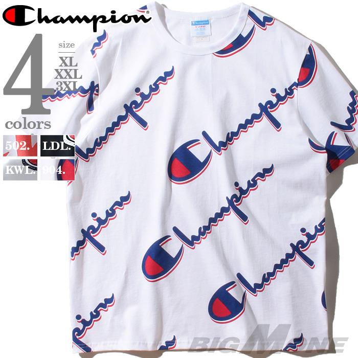 【WEB限定価格】ブランドセール 大きいサイズ メンズ Champion チャンピオン 総柄 半袖 Tシャツ USA直輸入 t1919s