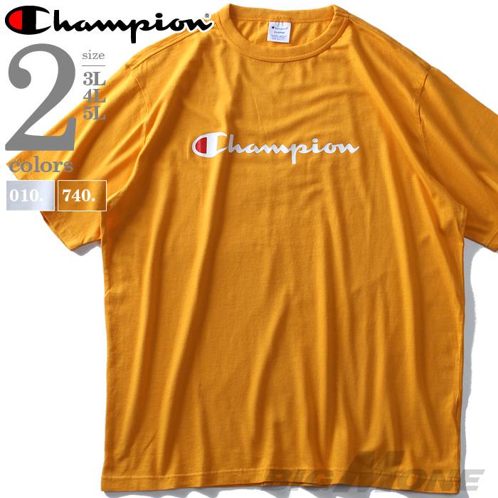 大きいサイズ メンズ Champion チャンピオン ウォッシュ加工 ロゴ プリント 半袖 Tシャツ c3-p302l