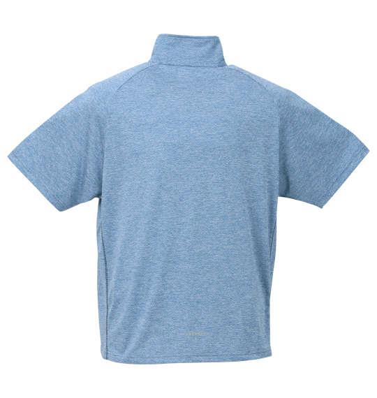 大きいサイズ メンズ Phiten DRY メッシュ 杢 ハーフジップ 半袖 シャツ ブルー 1178-9566-1 3L 4L 5L 6L 8L