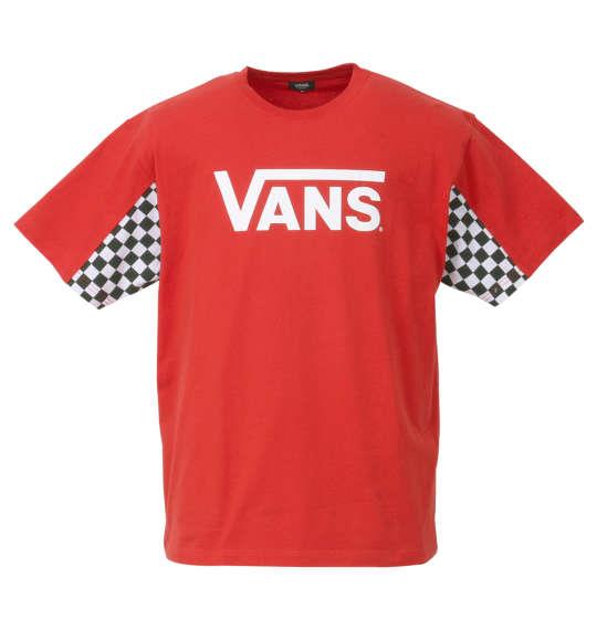 大きいサイズ メンズ VANS チェッカー スリーブ 半袖 Tシャツ レッド 1178-9590-1 3L 4L 5L 6L