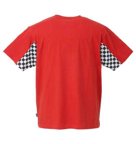 大きいサイズ メンズ VANS チェッカー スリーブ 半袖 Tシャツ レッド 1178-9590-1 3L 4L 5L 6L