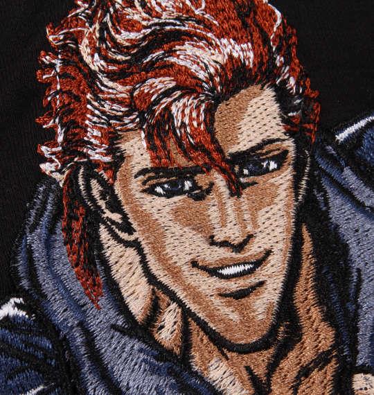 大きいサイズ メンズ 絡繰魂 × 北斗の拳 雲のジョウザ刺繍 半袖 Tシャツ ブラック 1178-9503-1 3L 4L 5L 6L 8L