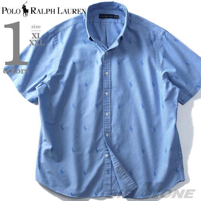 【WEB限定価格】ブランドセール 大きいサイズ メンズ POLO RALPH LAUREN ポロ ラルフローレン ロゴ 総柄 半袖 ボタンダウン シャツ USA直輸入 710745729