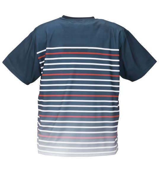 大きいサイズ メンズ OUTDOOR PRODUCTS DRY メッシュ パネル ボーダー 半袖 Tシャツ ネイビー 1158-9211-2 3L 4L 5L 6L 8L