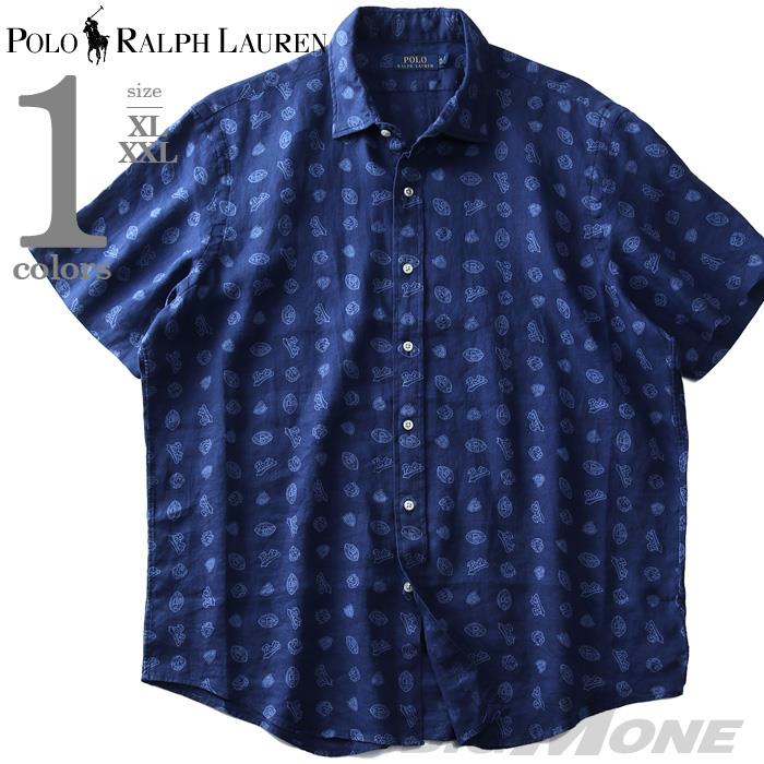 【WEB限定価格】ブランドセール 大きいサイズ メンズ POLO RALPH LAUREN ポロ ラルフローレン 麻100% 総柄 半袖 カジュアル シャツ USA直輸入 710741709