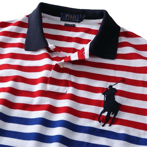 【WEB限定価格】ブランドセール 大きいサイズ メンズ POLO RALPH LAUREN ポロ ラルフローレン ボーダー柄 鹿の子 半袖 ポロシャツ USA直輸入 710743893