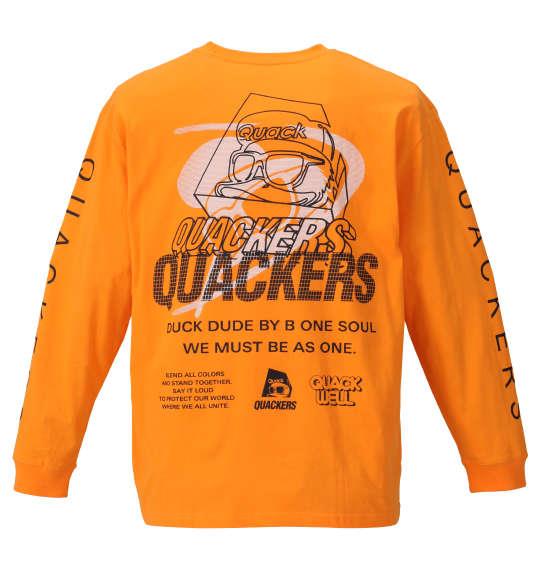 大きいサイズ メンズ b-one-soul DUCK DUDE ロゴプリント 長袖 Tシャツ オレンジ 1158-9390-1 3L 4L 5L 6L