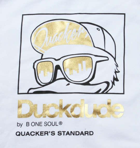 大きいサイズ メンズ b-one-soul DUCK DUDE 箔プリント プルパーカー ホワイト 1158-9391-1 3L 4L 5L 6L