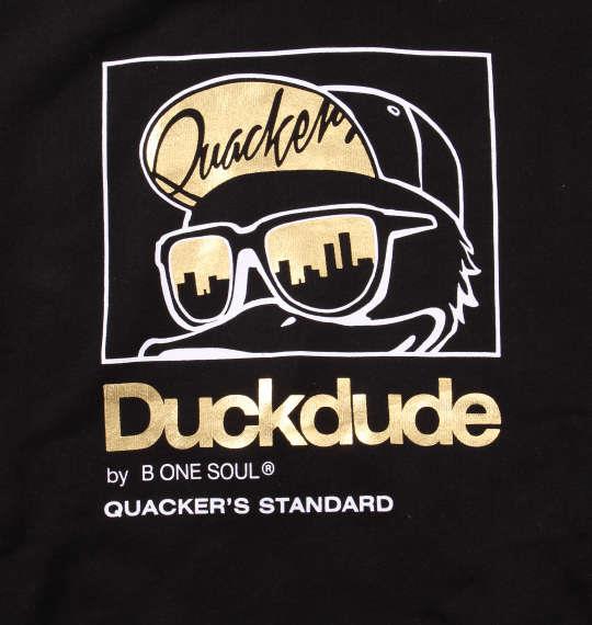 大きいサイズ メンズ b-one-soul DUCK DUDE 箔プリント プルパーカー ブラック 1158-9391-2 3L 4L 5L 6L