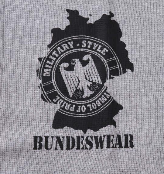 大きいサイズ メンズ BUNDESWEAR ワッフル ヘンリーネック 長袖 Tシャツ モクグレー 1168-9360-1 3L 4L 5L 6L 8L