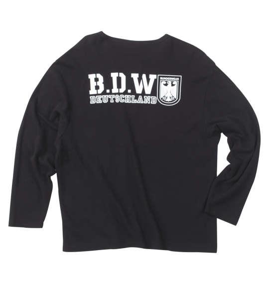 大きいサイズ メンズ BUNDESWEAR ワッフル ヘンリーネック 長袖 Tシャツ ブラック 1168-9360-2 3L 4L 5L 6L 8L