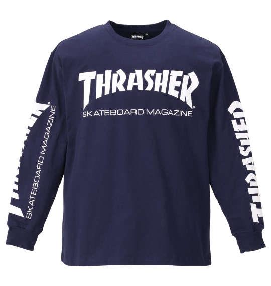 大きいサイズ メンズ THRASHER 長袖 Tシャツ ネイビー 1178-9340-3 3L 4L 5L 6L 8L