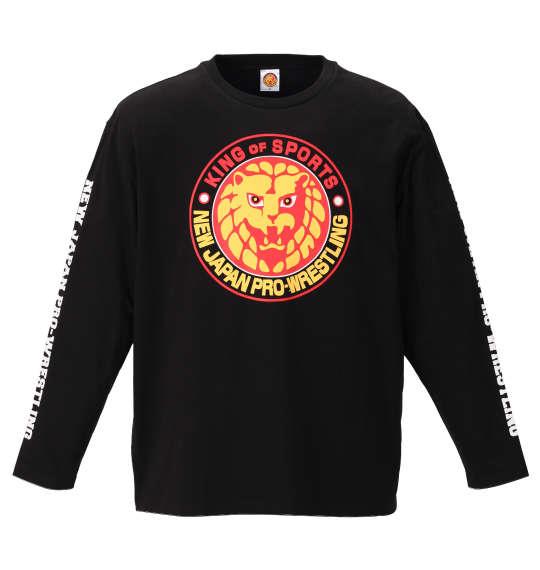 大きいサイズ メンズ 新日本プロレス ライオンマーク 長袖 Tシャツ カラーロゴ ブラック 1178-9622-1 3L 4L 5L 6L 8L