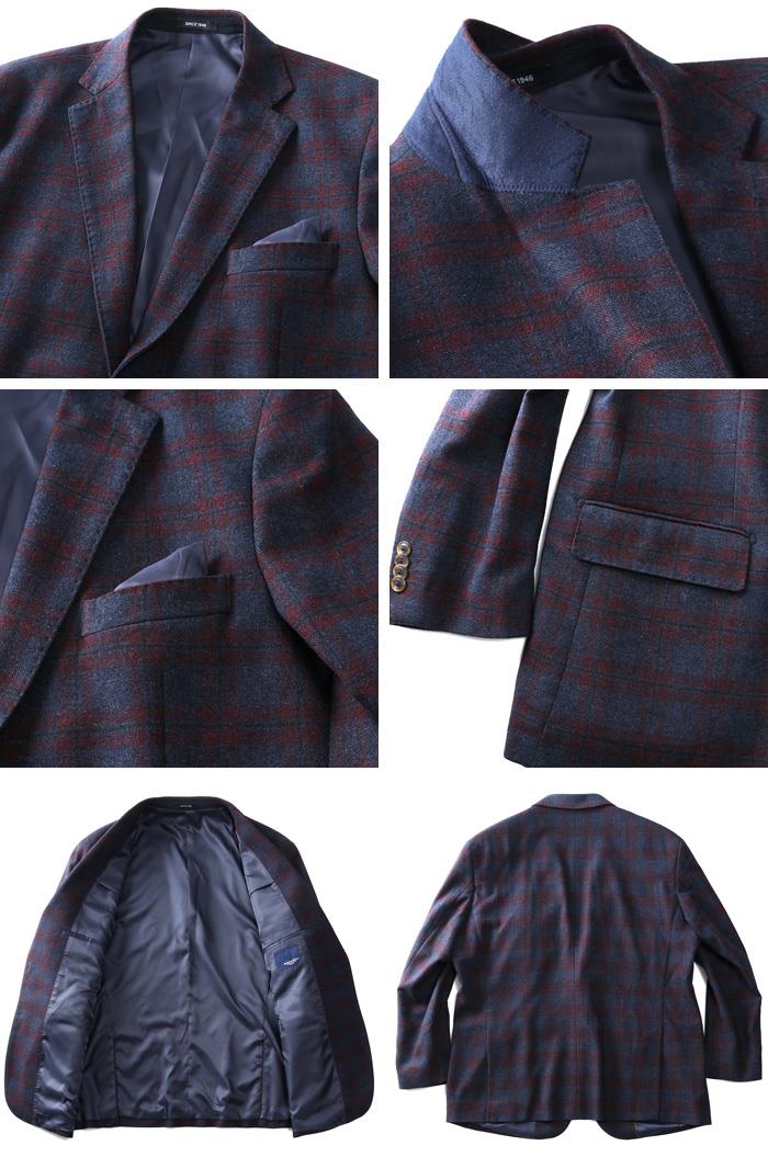 【2022bb】【WEB限定価格】大きいサイズ メンズ SARTORIA BELLINI ウール混 シングル 2ツ釦 チェック ジャケット azjk3419607