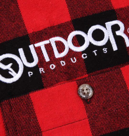 大きいサイズ メンズ OUTDOOR PRODUCTS ロゴ 刺繍 ブロック チェック 長袖 ネル シャツ レッド 1157-9300-2 3L 4L 5L 6L 8L