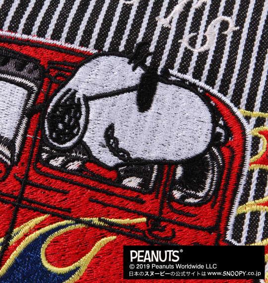 大きいサイズ メンズ FLAGSTAFF × PEANUTS スヌーピー コラボ 長袖 ヒッコリー シャツ ブラック 1177-9310-1 3L 4L 5L 6L 8L