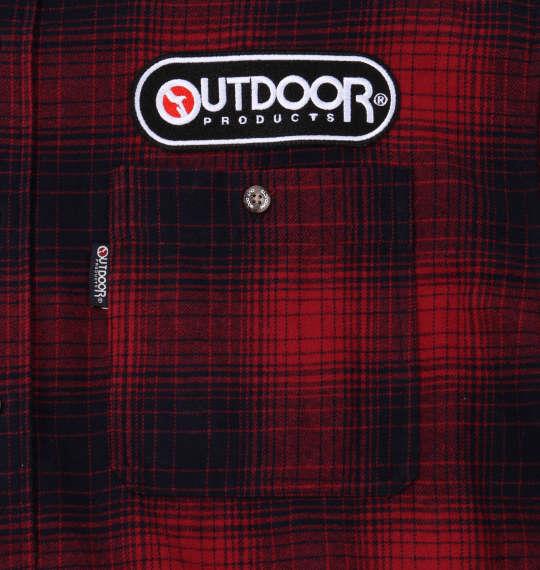 大きいサイズ メンズ OUTDOOR PRODUCTS ワッペン付 オンブレ チェック 長袖 ネル シャツ レッド 1157-9301-1 3L 4L 5L 6L 8L