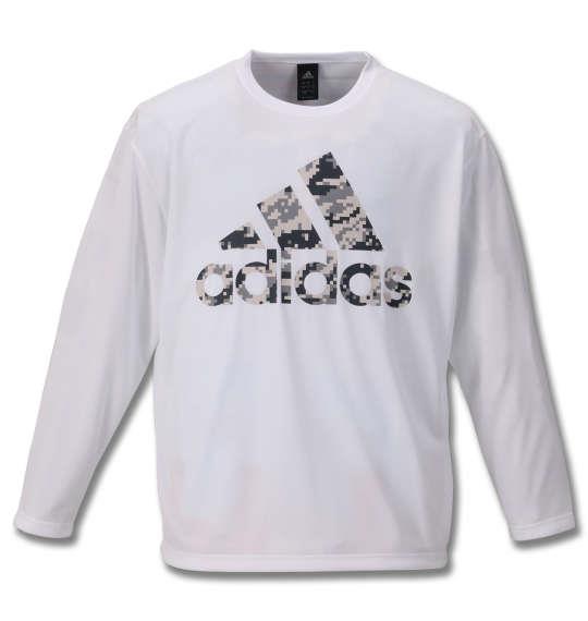 大きいサイズ メンズ adidas 長袖 Tシャツ ホワイト 1178-9310-1 3XO 4XO 5XO 6XO 7XO 8XO