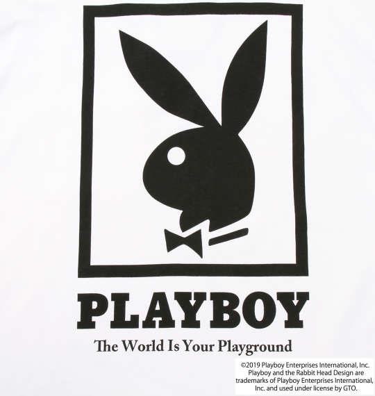 大きいサイズ メンズ PLAYBOY 天竺 プリント 長袖 Tシャツ オフホワイト 1178-9600-1 3L 4L 5L 6L