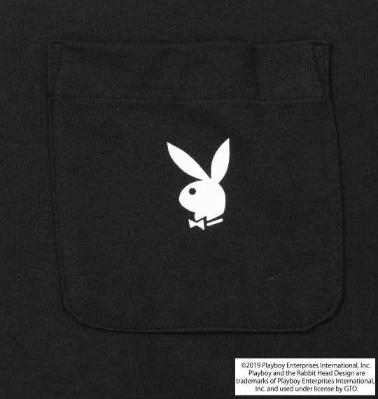 大きいサイズ メンズ PLAYBOY 天竺 プリント 長袖 Tシャツ ブラック 1178-9600-2 3L 4L 5L 6L