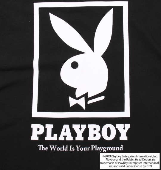 大きいサイズ メンズ PLAYBOY 天竺 プリント 長袖 Tシャツ ブラック 1178-9600-2 3L 4L 5L 6L